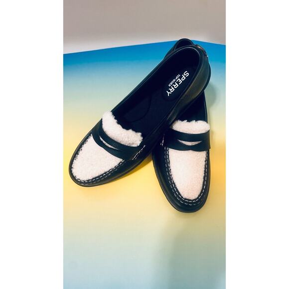 Sperry Top-Spider Chunky Penny Womens Loafers Black Flat Casual Shoes Slip On - Picture 6 of 16